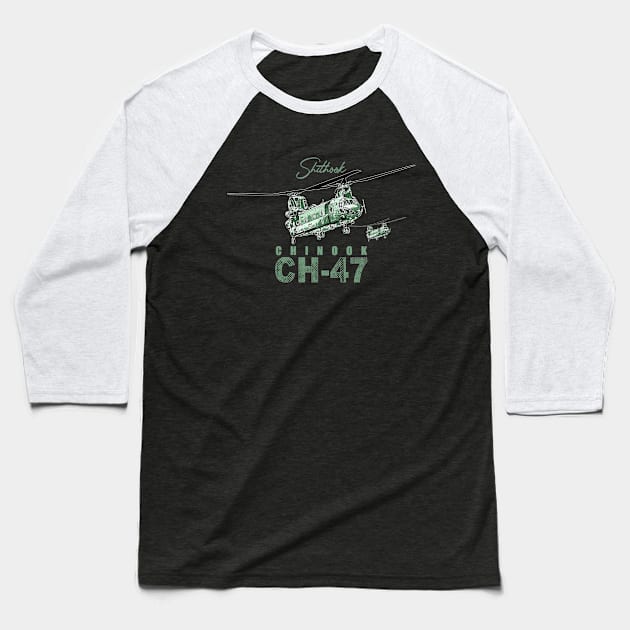 CH-47 Chinook helicopter Baseball T-Shirt by aeroloversclothing